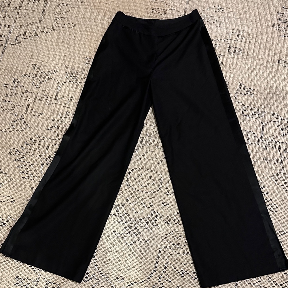 Garnet Hill Black Women’s Tuxedo Wide-Leg Trousers